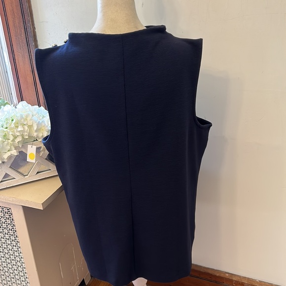 Talbots navy blue sleeveless button accent blouse Size XL New - Picture 6 of 9